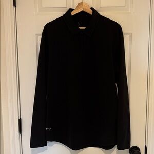 BYLT Basics Drop-Cut LUX Long Sleeve Polo Black